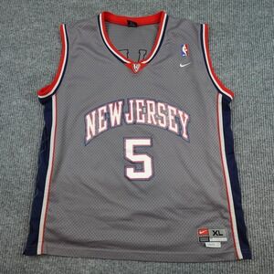 Vintage New Jersey Nets Jersey Mens XL Gray NBA Basketball Jason Kidd 5 Nike